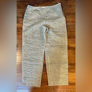 Vintage Armani Collezioni Green & Tan striped High Waisted Wide Leg Pants 12